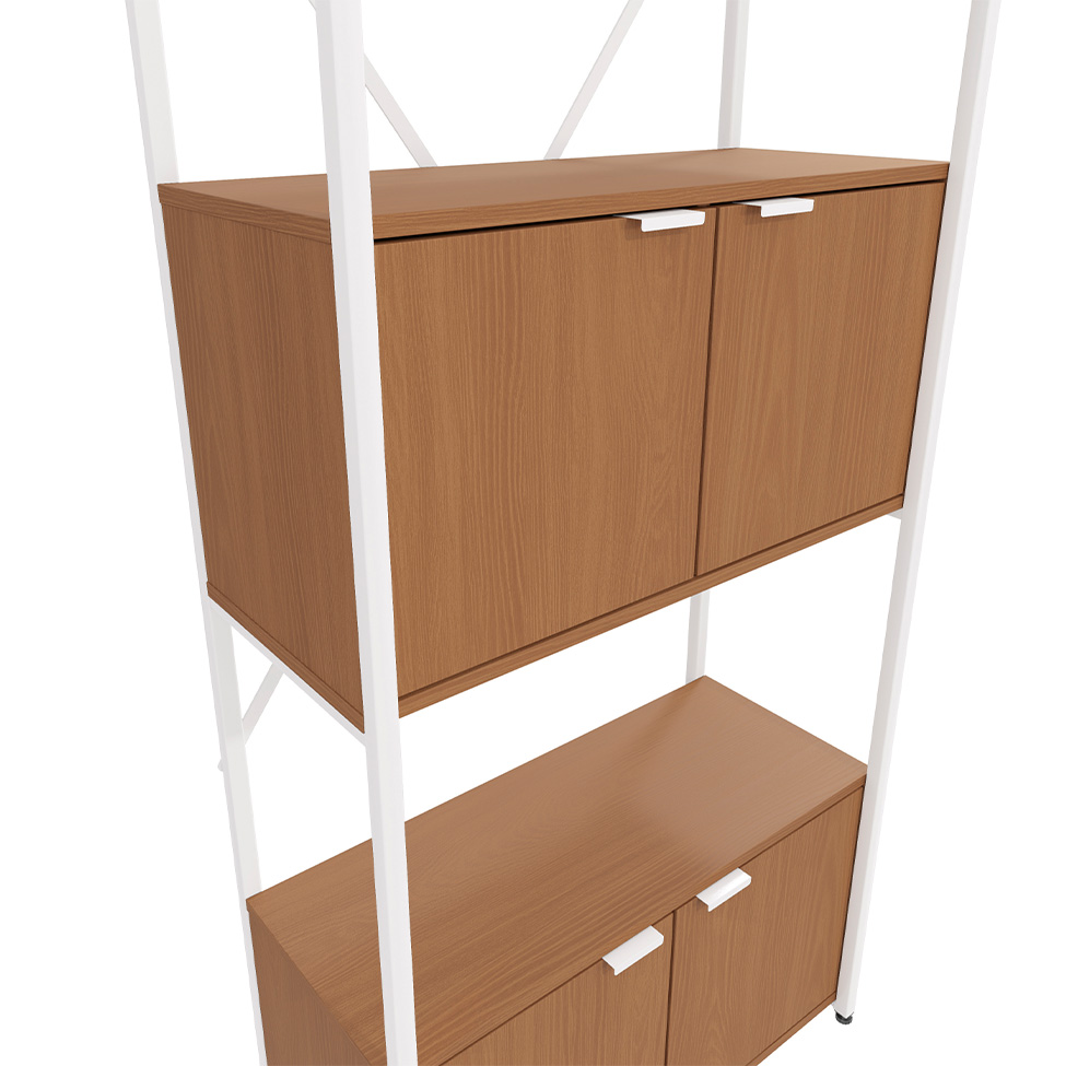 Estante Goya 4 Portas Canela e Branca