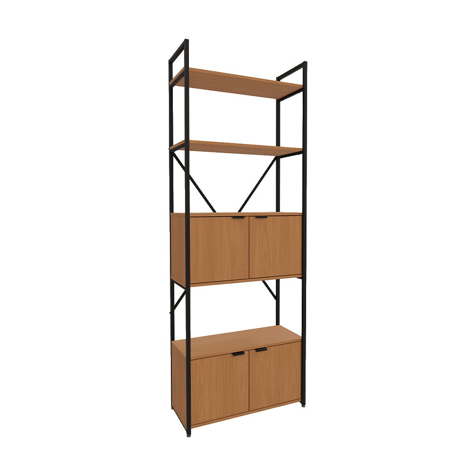 Estante Goya 4 Portas Canela e Preta
