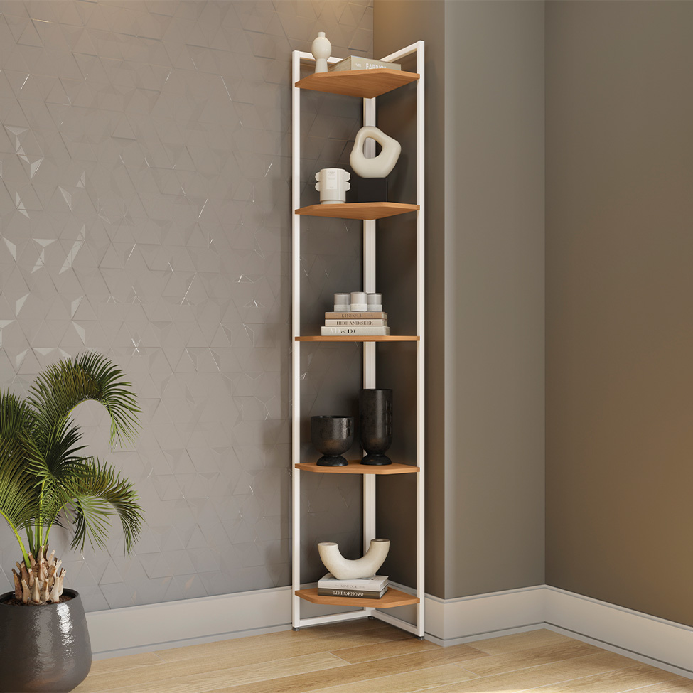 Estante Goya Canela e Branca 202x31 cm