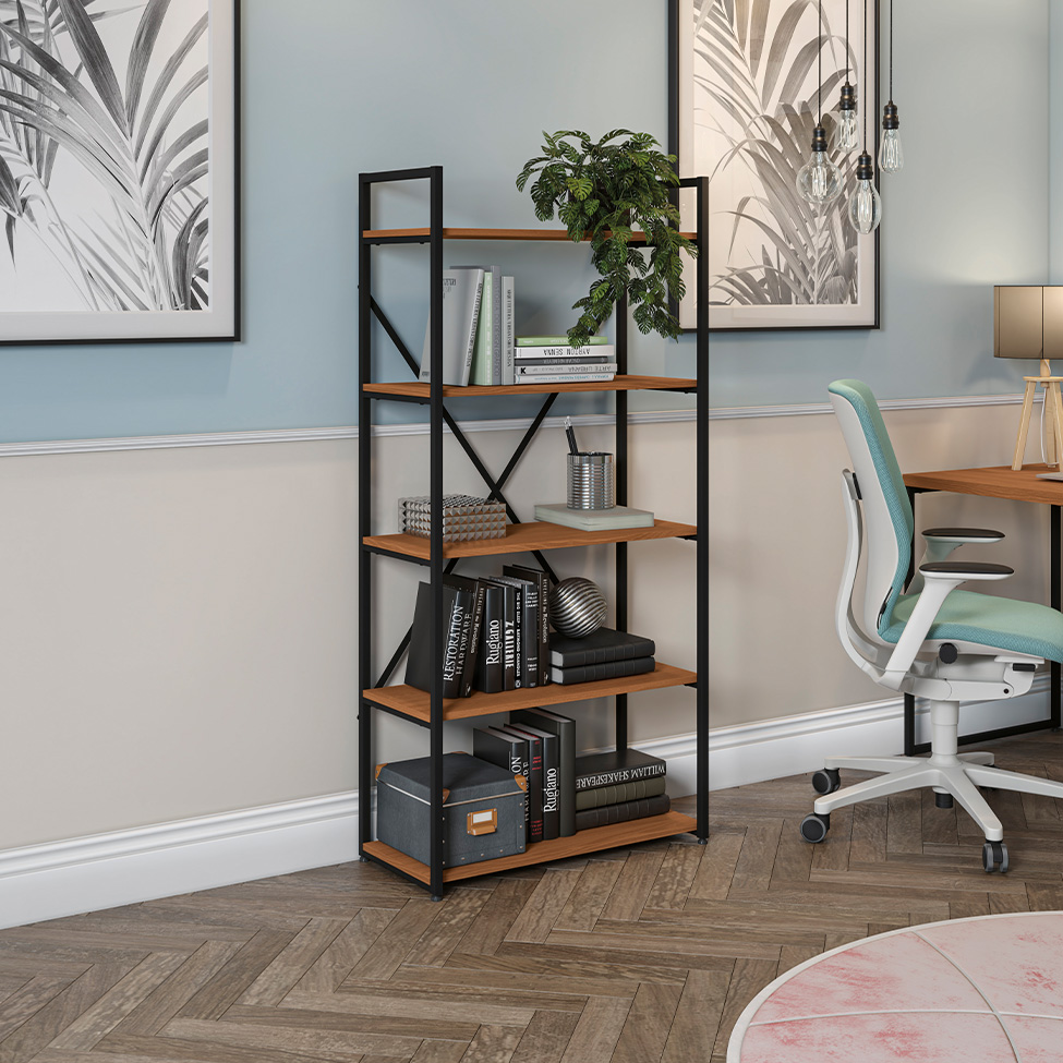 Estante Goya Canela e Preta 152x72 cm