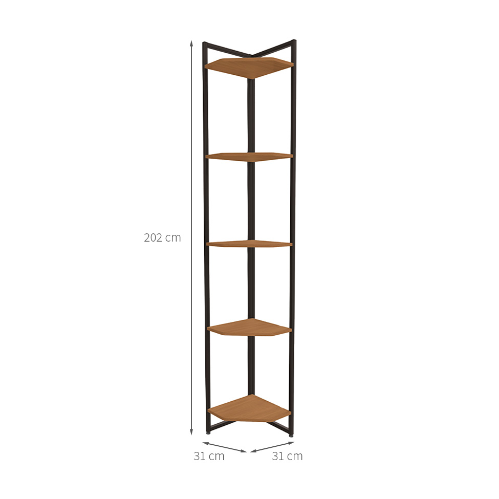 Estante Goya Canela e Preta 202x31 cm
