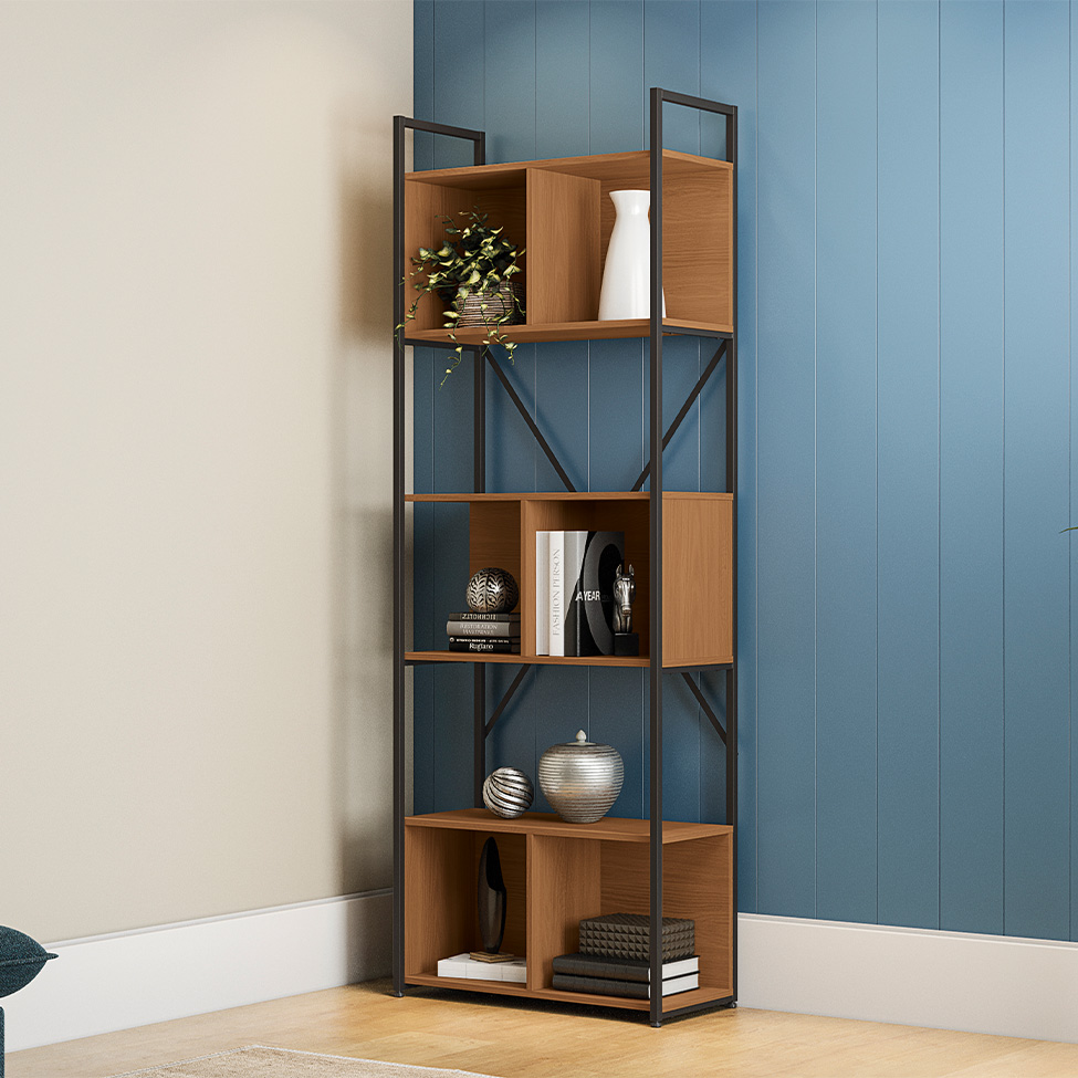 Estante Goya Canela e Preta 202x72 cm