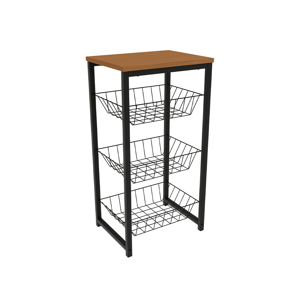 Fruteira Goya 3 Cestos Canela e Preta