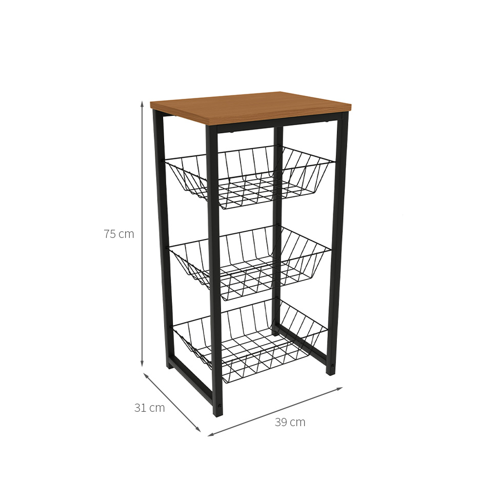 Fruteira Goya 3 Cestos Canela e Preta