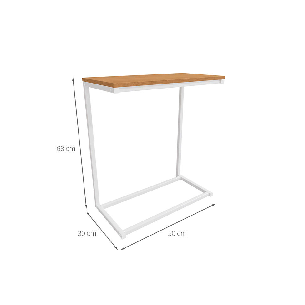 Mesa Lateral Retangular Goya Canela e Branca