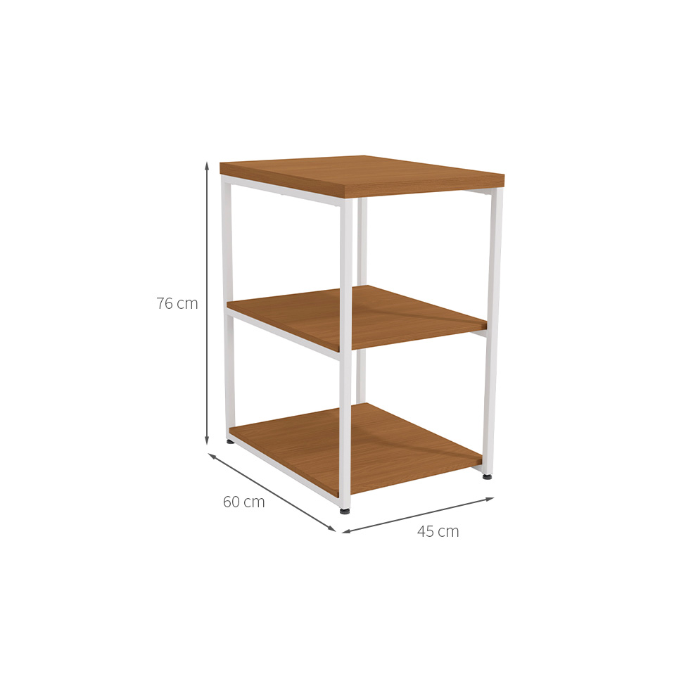 Mesa Lateral Retangular Goya Canela e Branca 45 cm