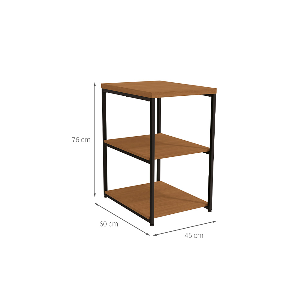 Mesa Lateral Retangular Goya Canela e Preta 45 cm