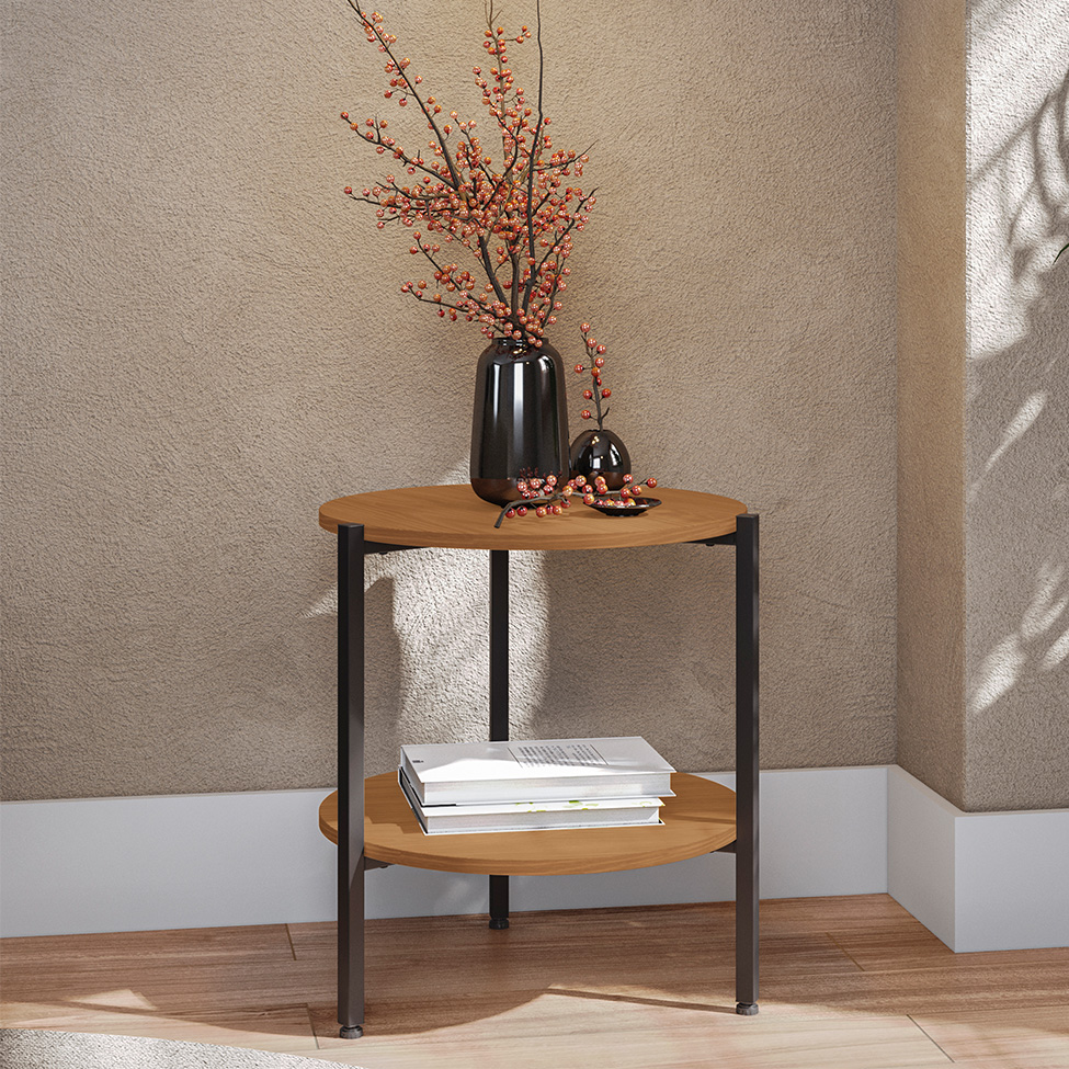 Mesa Lateral Retangular Goya Canela e Preta 47 cm