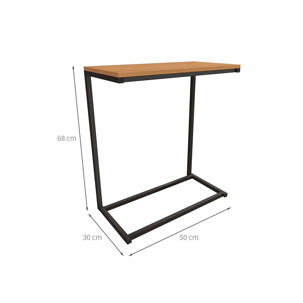 Mesa Lateral Retangular Goya Canela e Preta 50 cm