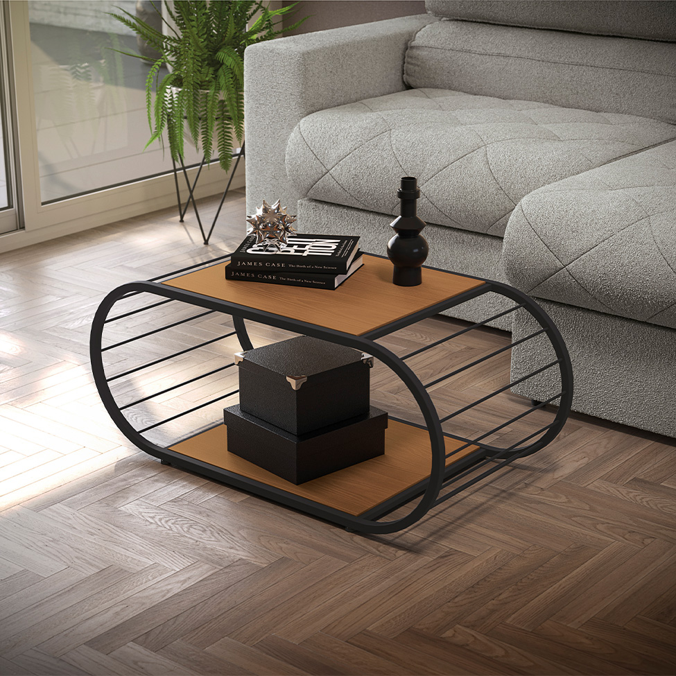 Mesa de Centro Retangular Goya Canela e Preta