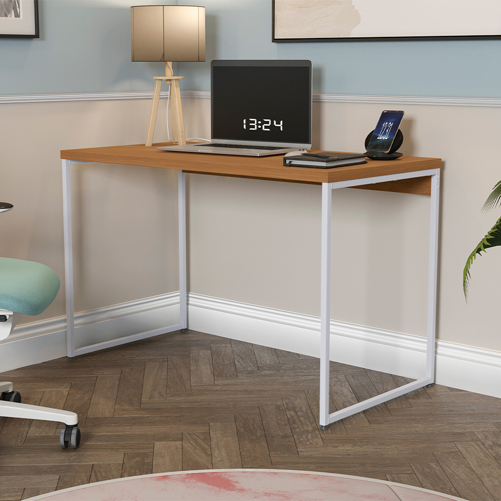 Mesa de Escritório Goya Canela e Branca 118 cm