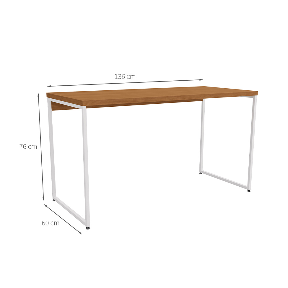 Mesa de Escritório Goya Canela e Branca 136 cm