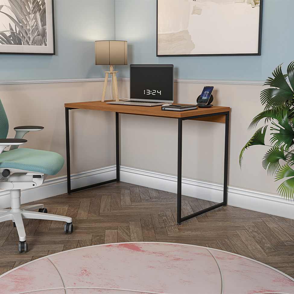 Mesa de Escritório Goya Canela e Preta 118 cm