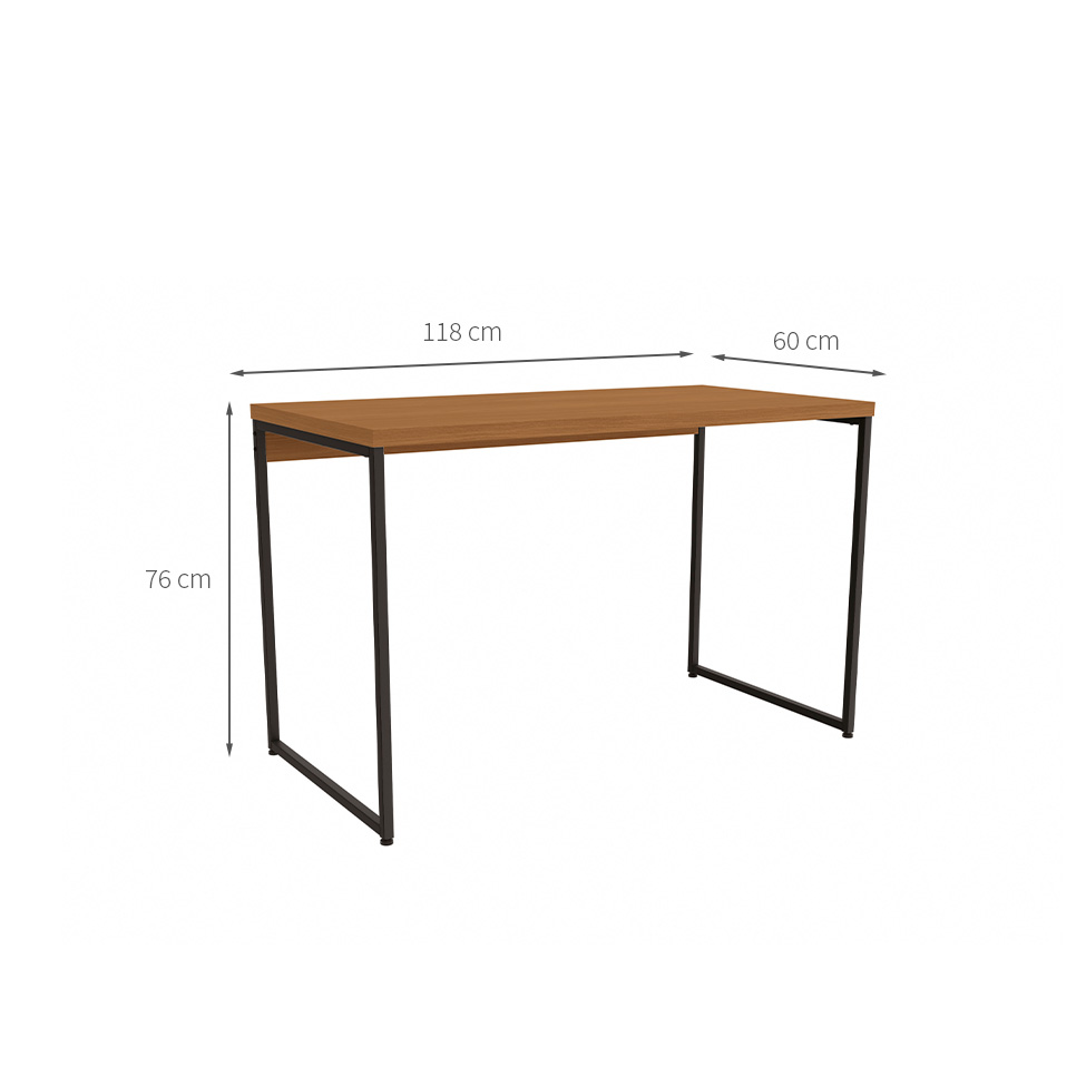 Mesa de Escritório Goya Canela e Preta 118 cm