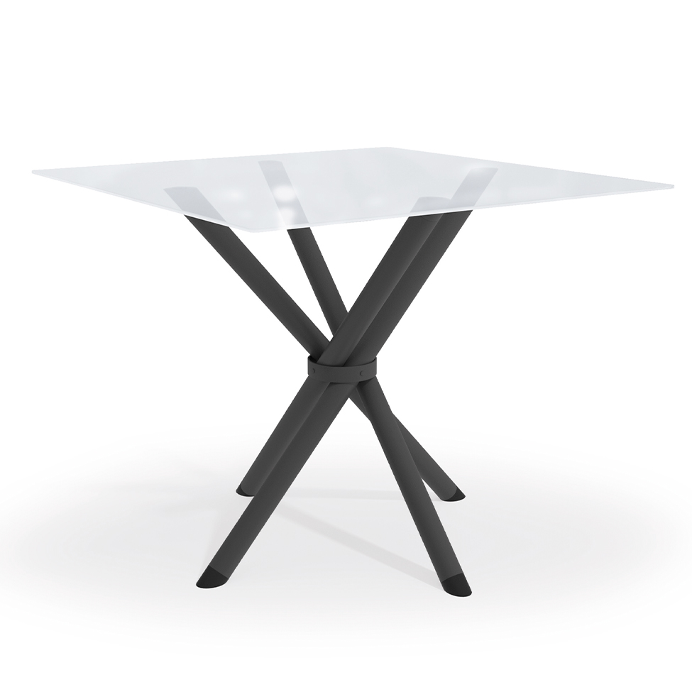 Mesa de Jantar Quadrada com Tampo de Vidro Volga Preto 90 cm