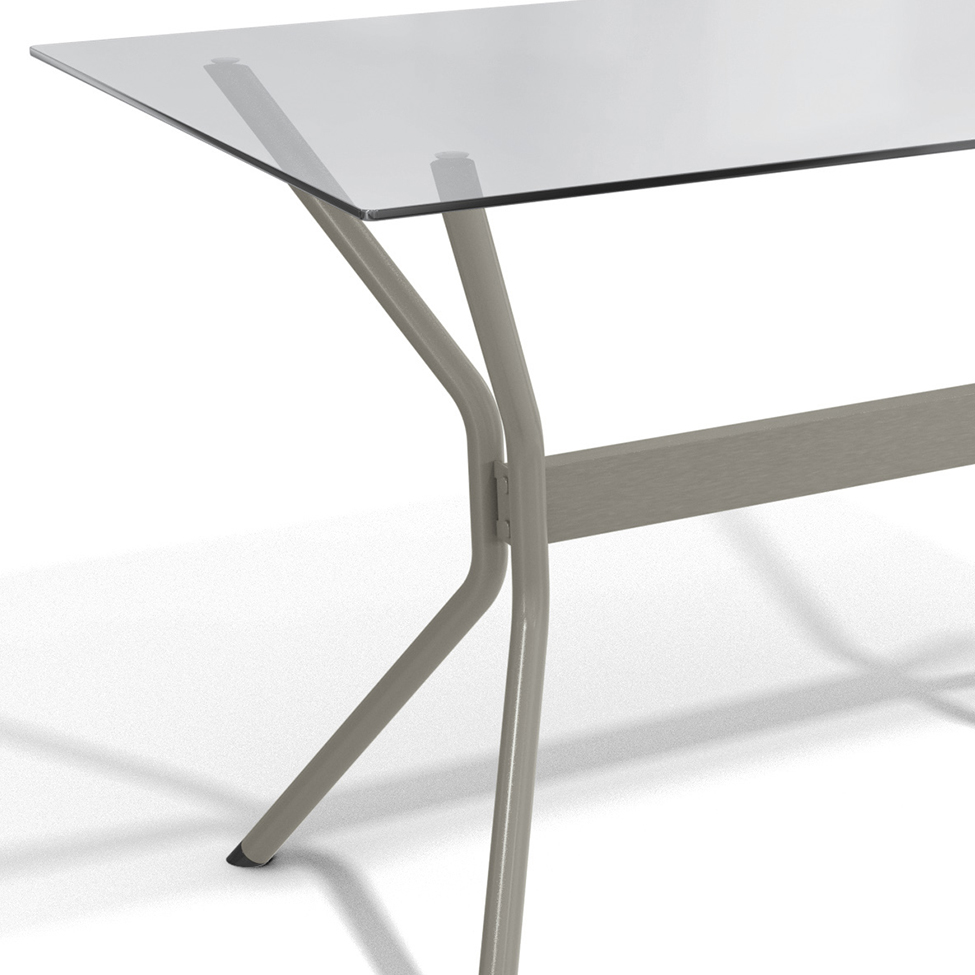 Mesa de Jantar Retangular com Tampo de Vidro  Loire Cinza 140 cm