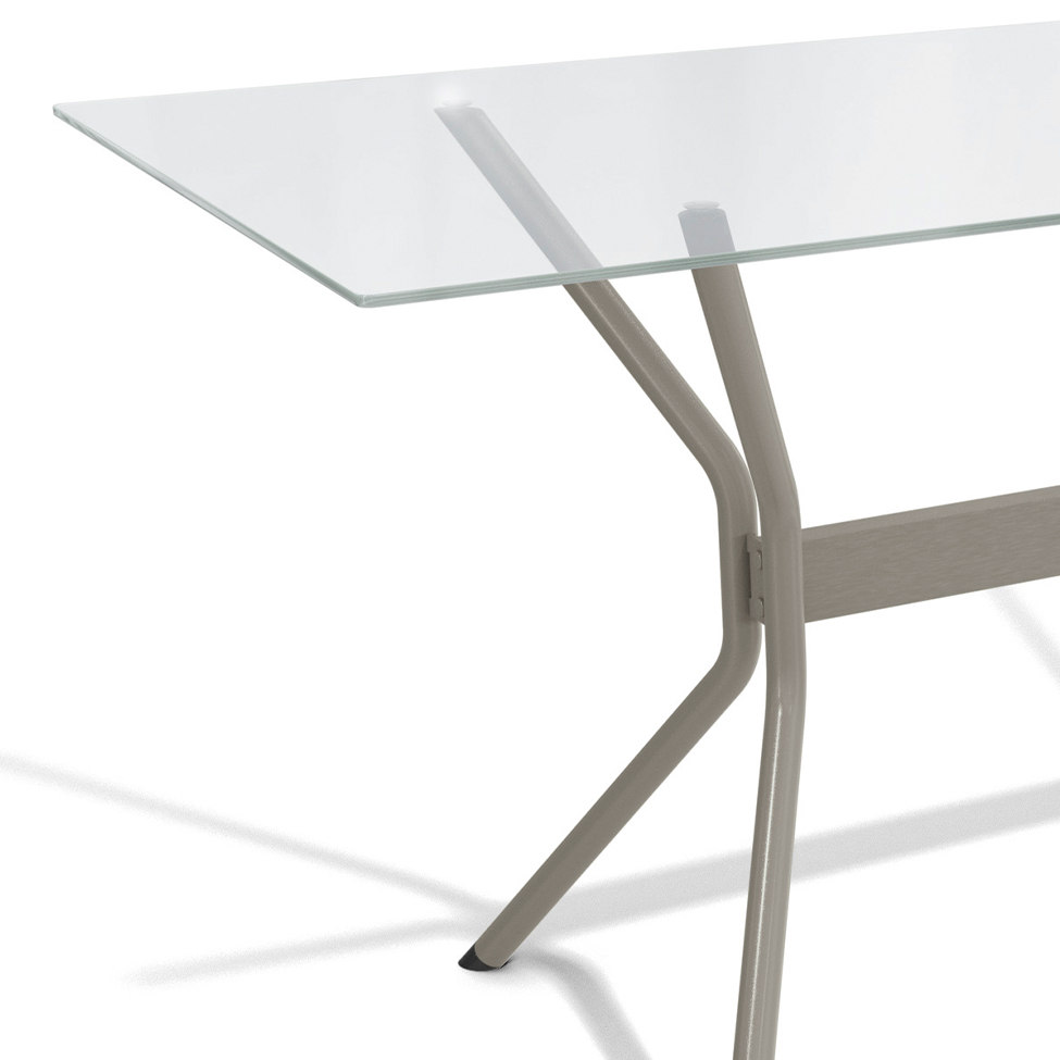 Mesa de Jantar Retangular com Tampo de Vidro  Loire Cinza 150 cm