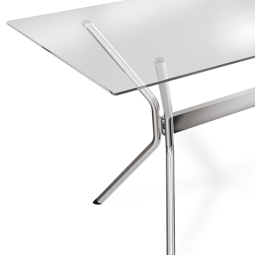 Mesa de Jantar Retangular com Tampo de Vidro  Loire Prata 120 cm