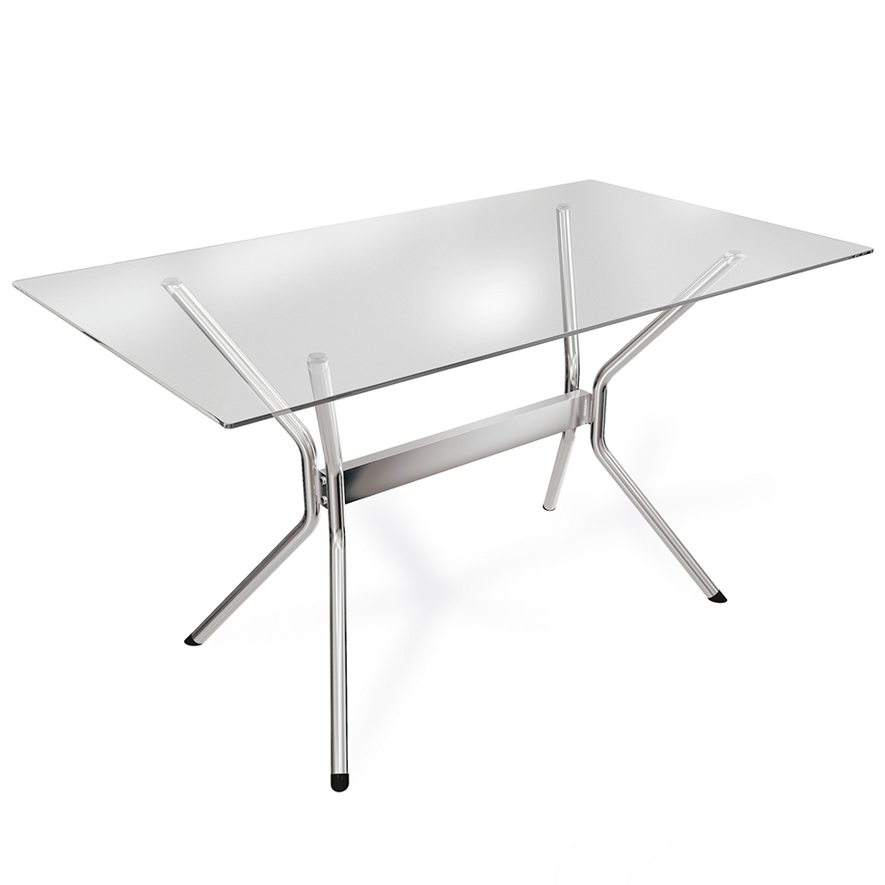 Mesa de Jantar Retangular com Tampo de Vidro  Loire Prata 140 cm