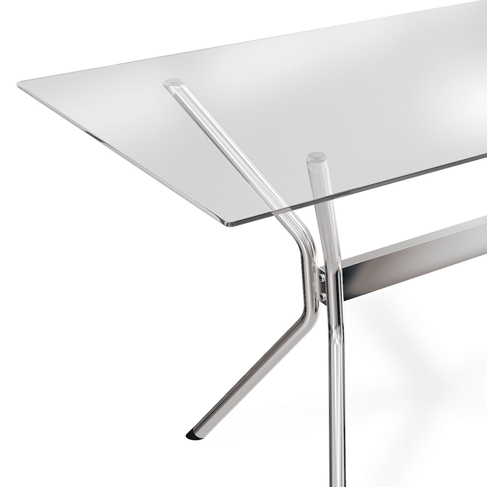Mesa de Jantar Retangular com Tampo de Vidro  Loire Prata 140 cm