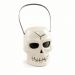 Balde Halloween de Plástico Crânio com Alça Branco 12x14x16