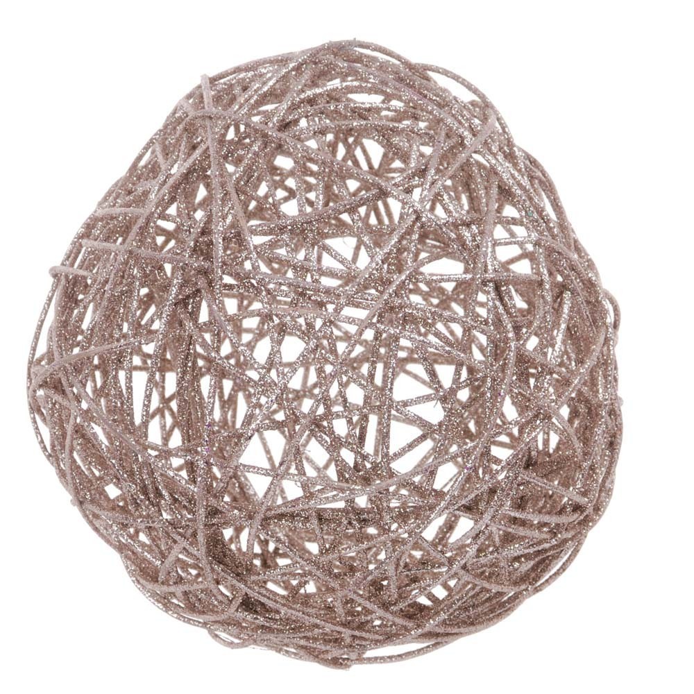Bola Rattan Decoração Natalina 20 Cm Cor Nude Peso 360 G