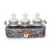 Cesto De Vime Com 3 Potes Vidro Tampa Decoração Natal Branco