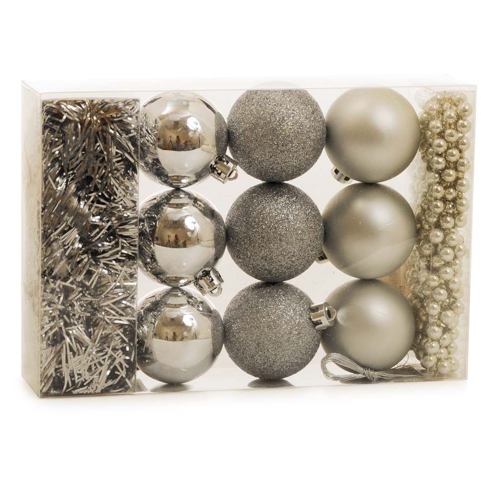 Conjunto com 11 Enfeites de Natal Bolas Prateado