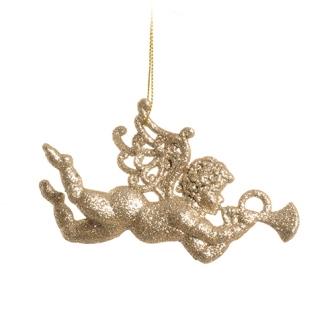 Conjunto com 2 Enfeites de Natal Anjo Dourado