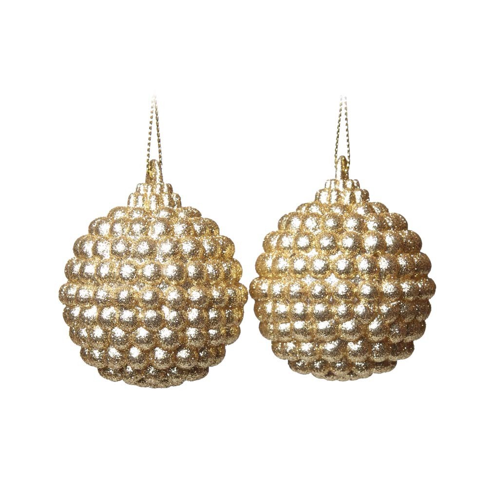 Conjunto com 2 Enfeites de Natal Bola Dourado