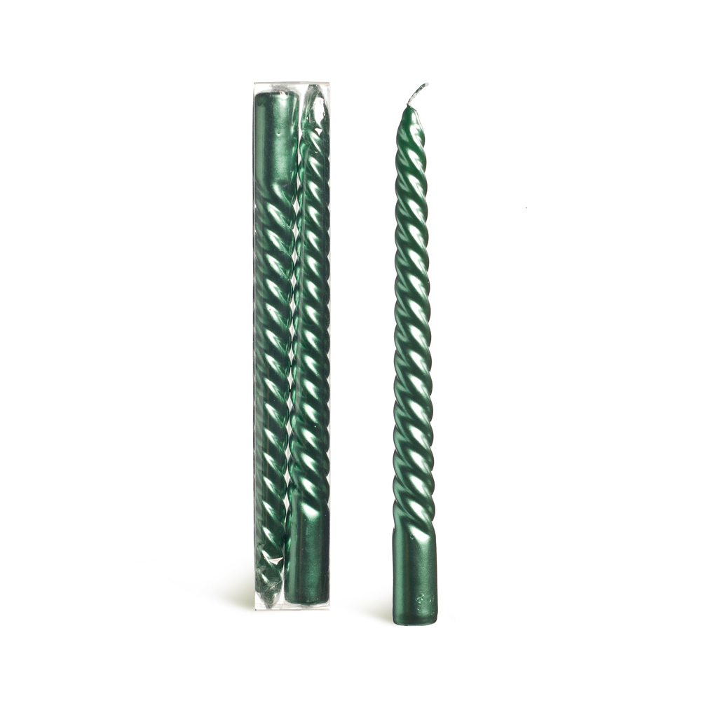 Conjunto com 2 Velas Decorativas Espiral Verde