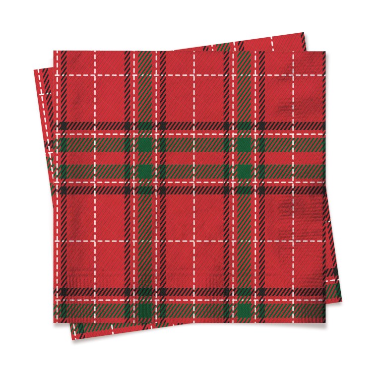 Conjunto com 20 Guardanapos Xadrez Vermelho