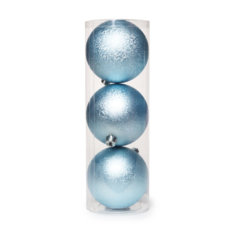 Conjunto com 3 Enfeites de Natal Bola Azul