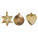 Conjunto com 3 Enfeites de Natal Estrela Boa e Coração Dourado 5 cm
