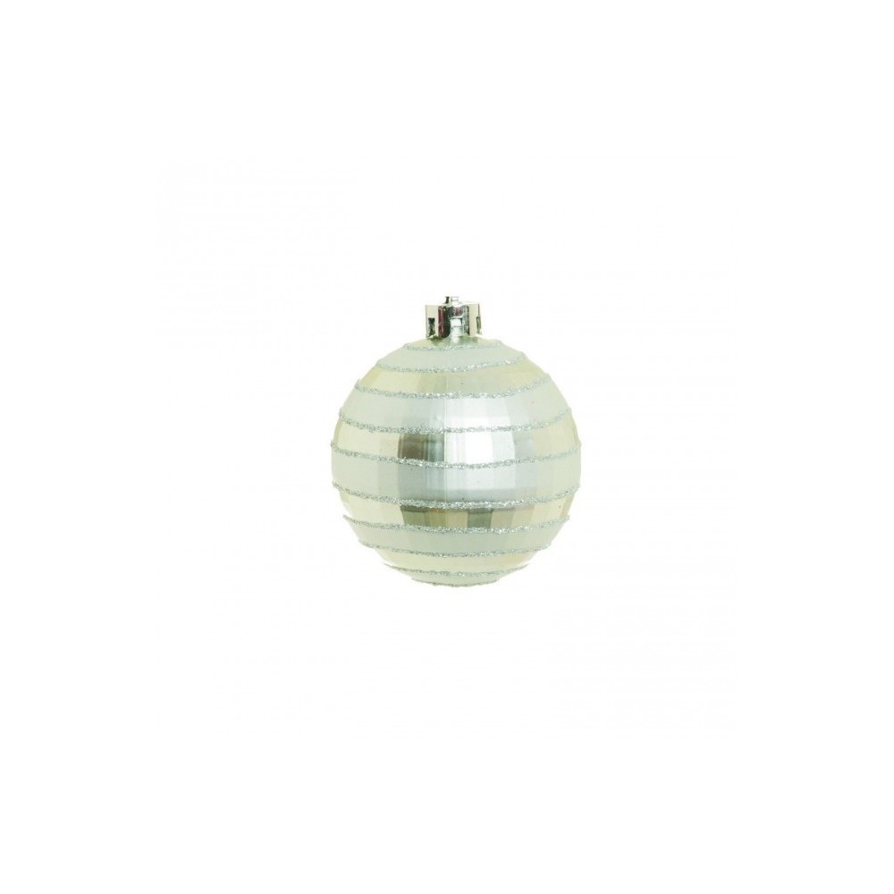 Conjunto com 4 Enfeites de Natal Bola Prateado 6 cm