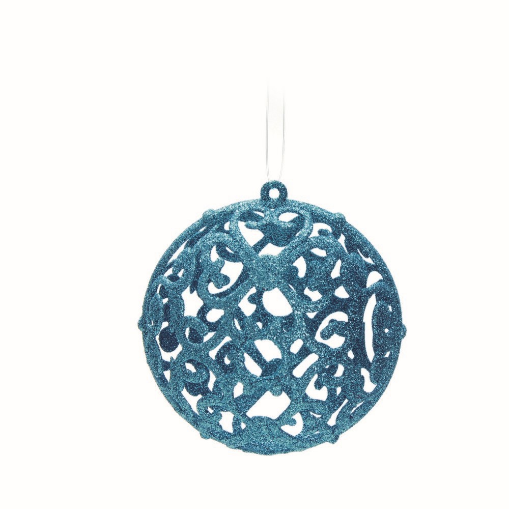 Conjunto com 6 Enfeites de Natal Bola Azul 10 cm