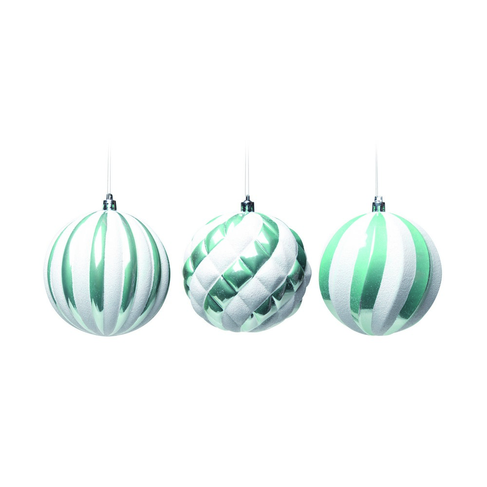 Conjunto com 6 Enfeites de Natal Bola Azul e Branco 10 cm