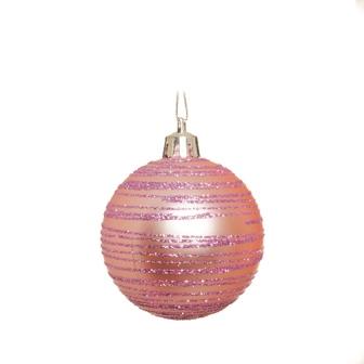 Conjunto com 6 Enfeites de Natal Bola Rosa 6 cm