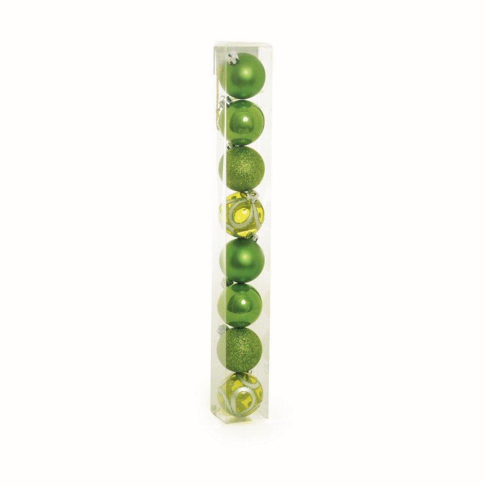 Conjunto com 8 Enfeites de Natal Bola Verde