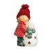 Enfeite Natal Menina Abraçando Boneco de Neve com Luz 20cm