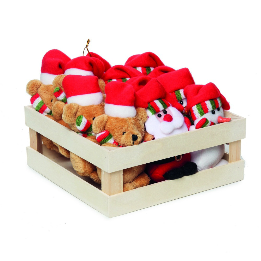 Enfeite Papai Noel Rena P/ Pendurar Árvore Natal 12 Pçs Vermelha