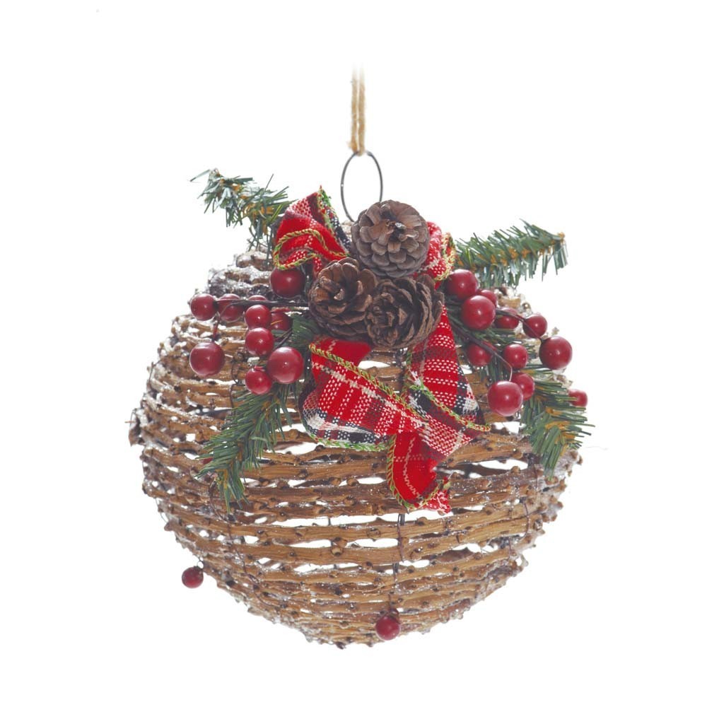 Enfeite de Natal Bola Rattan Marrom 20 cm