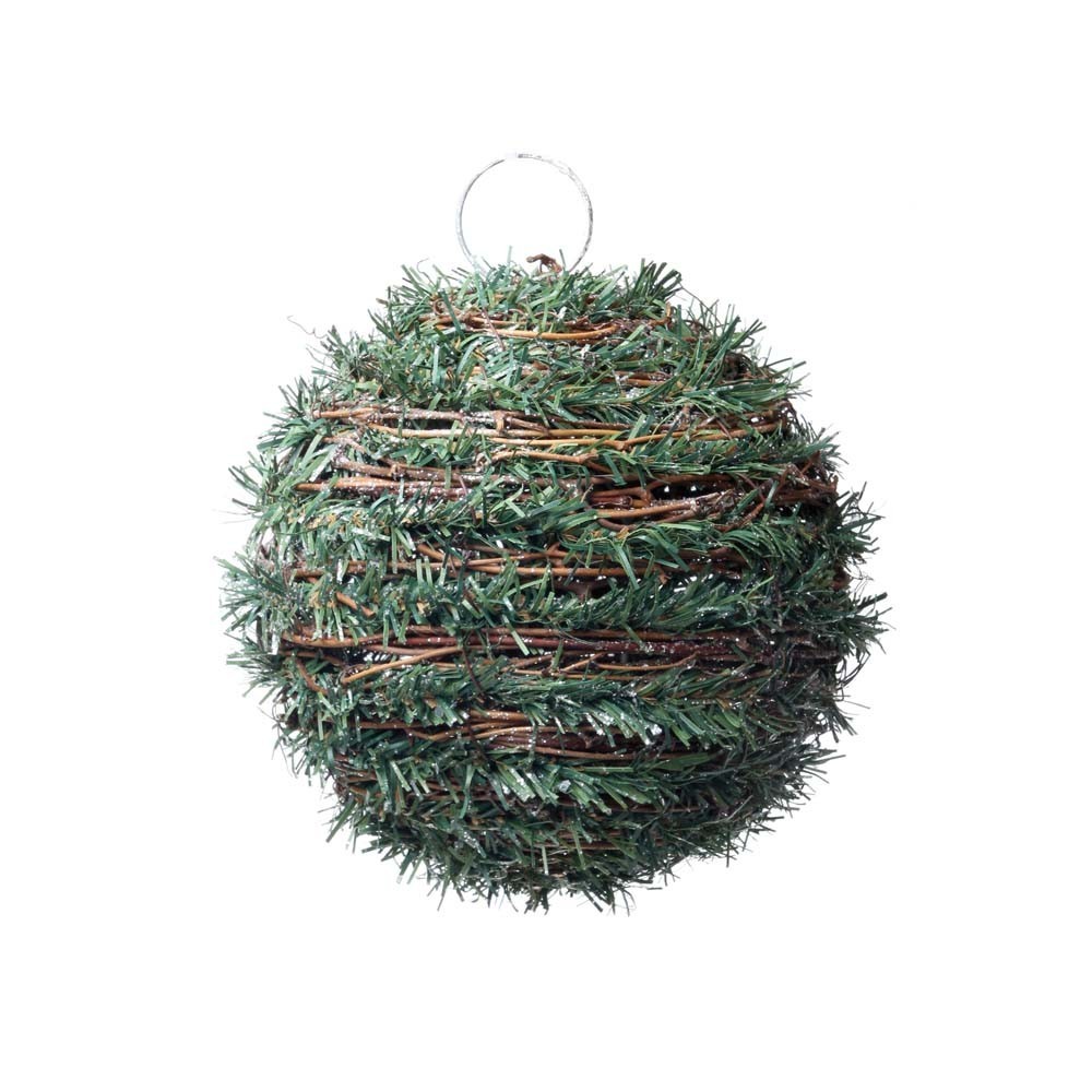 Enfeite de Natal Bola Rattan Verde 15 cm