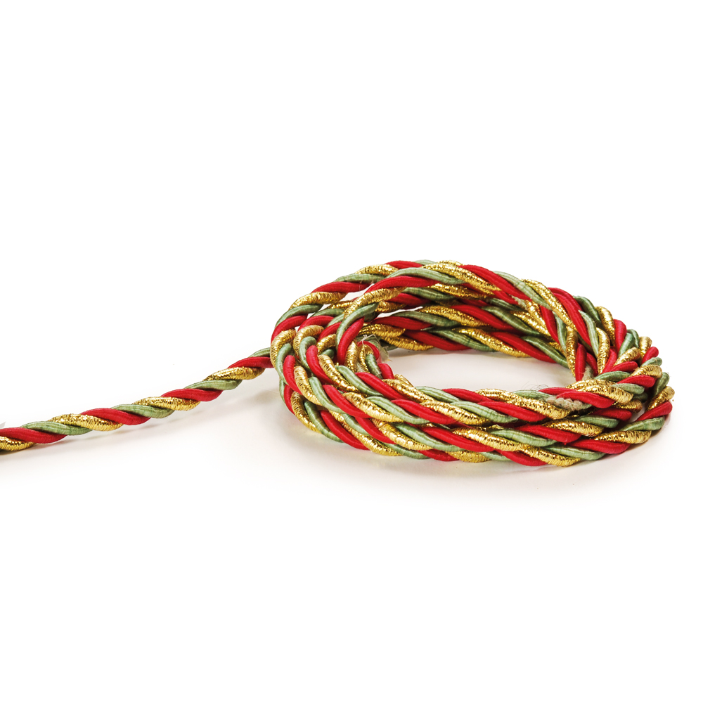 Enfeite de Natal Cordão Dourado e Vermelho 9 m