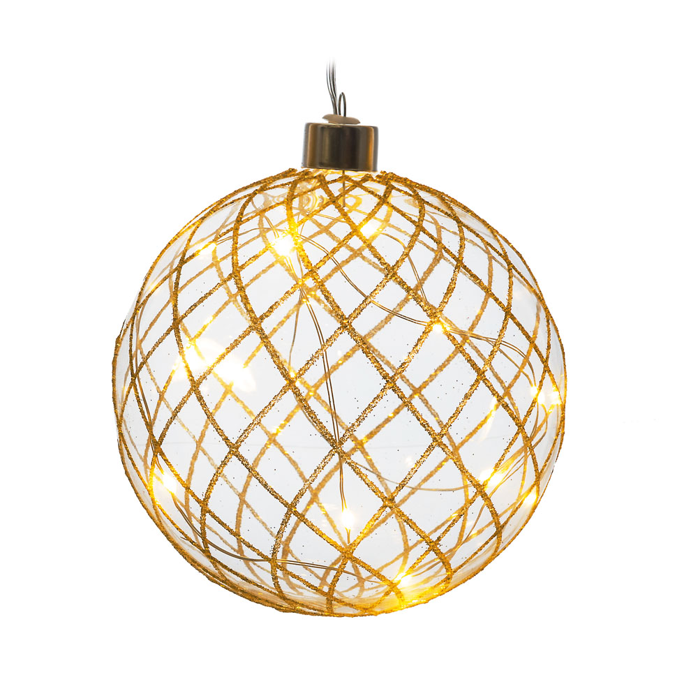 Enfeite de Natal Cromus com LED Incolor e Dourado 8 cm