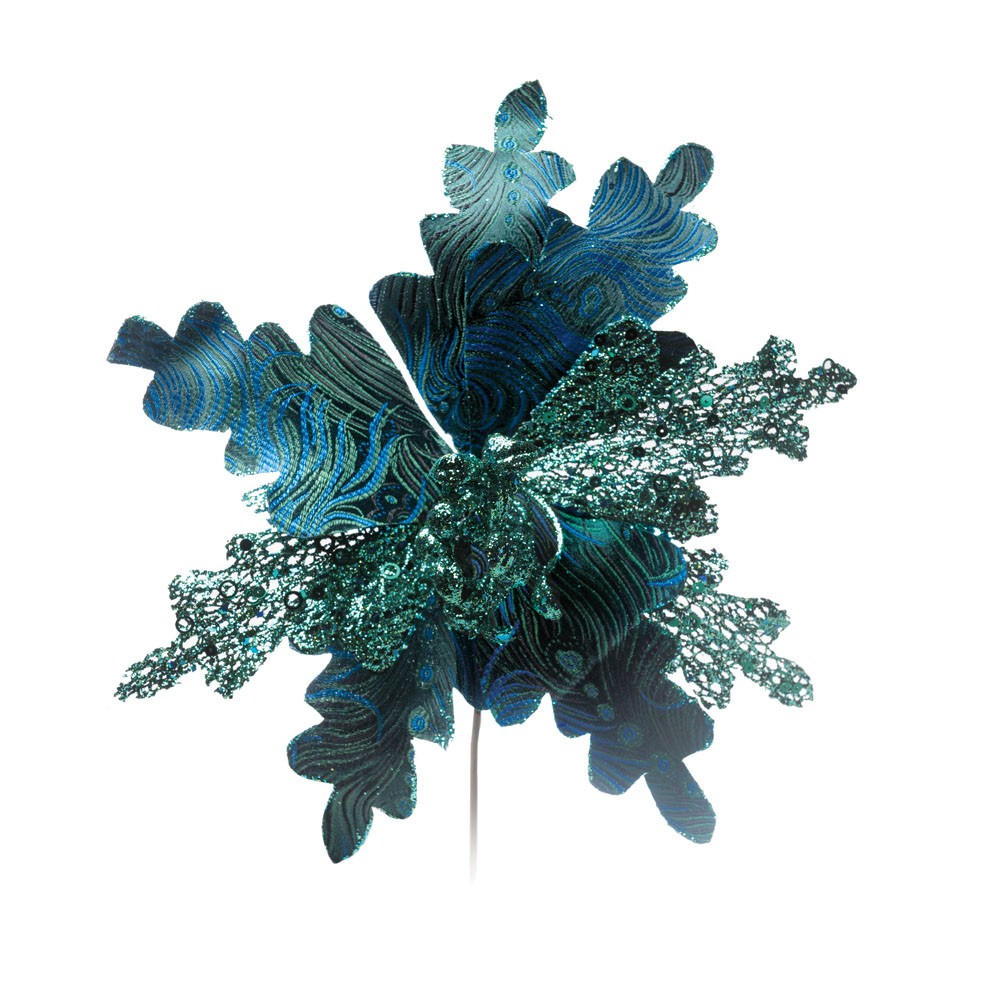 Enfeite de Natal Flor Azul 23 cm