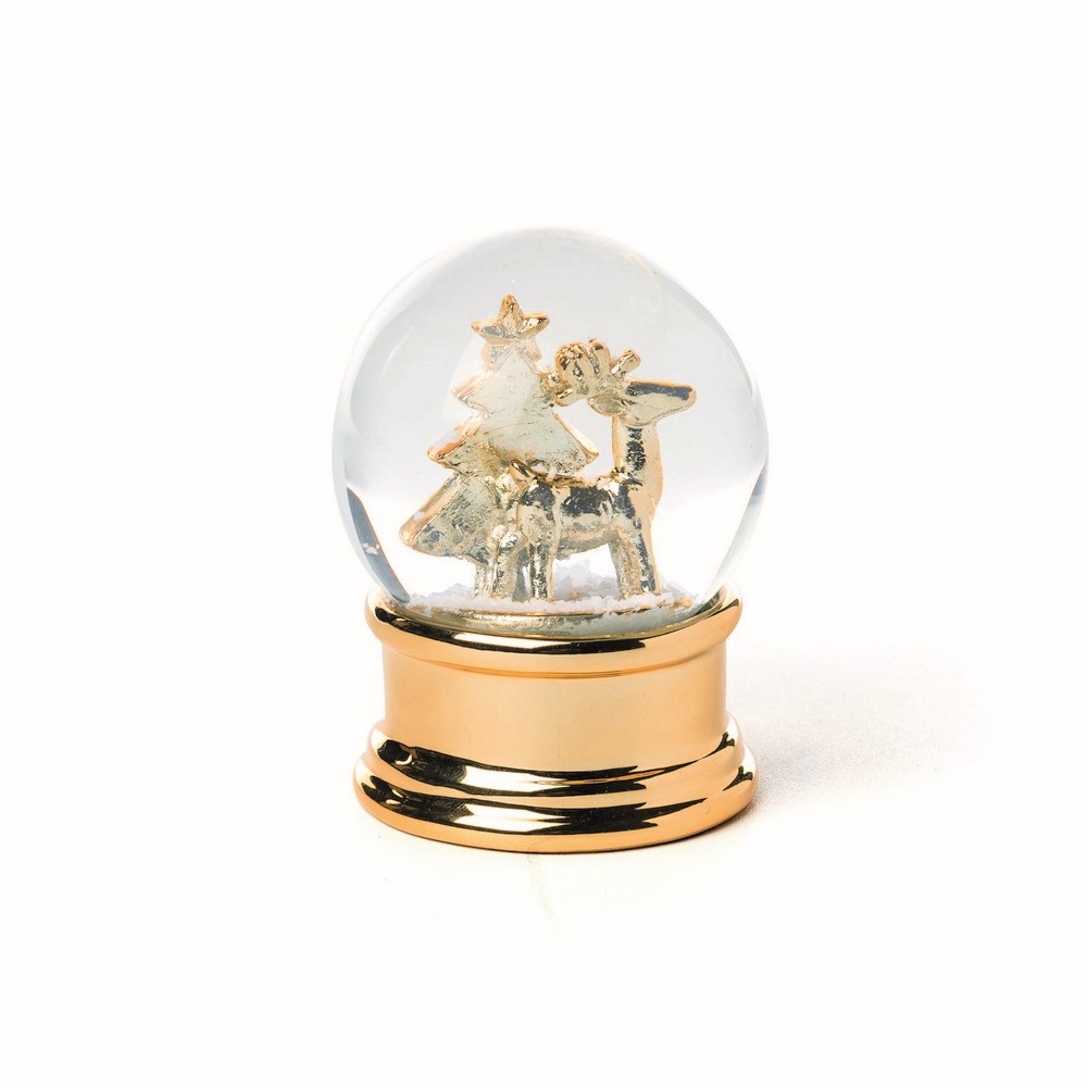 Enfeite de Natal Mini Globo de Neve Dourado 9 cm