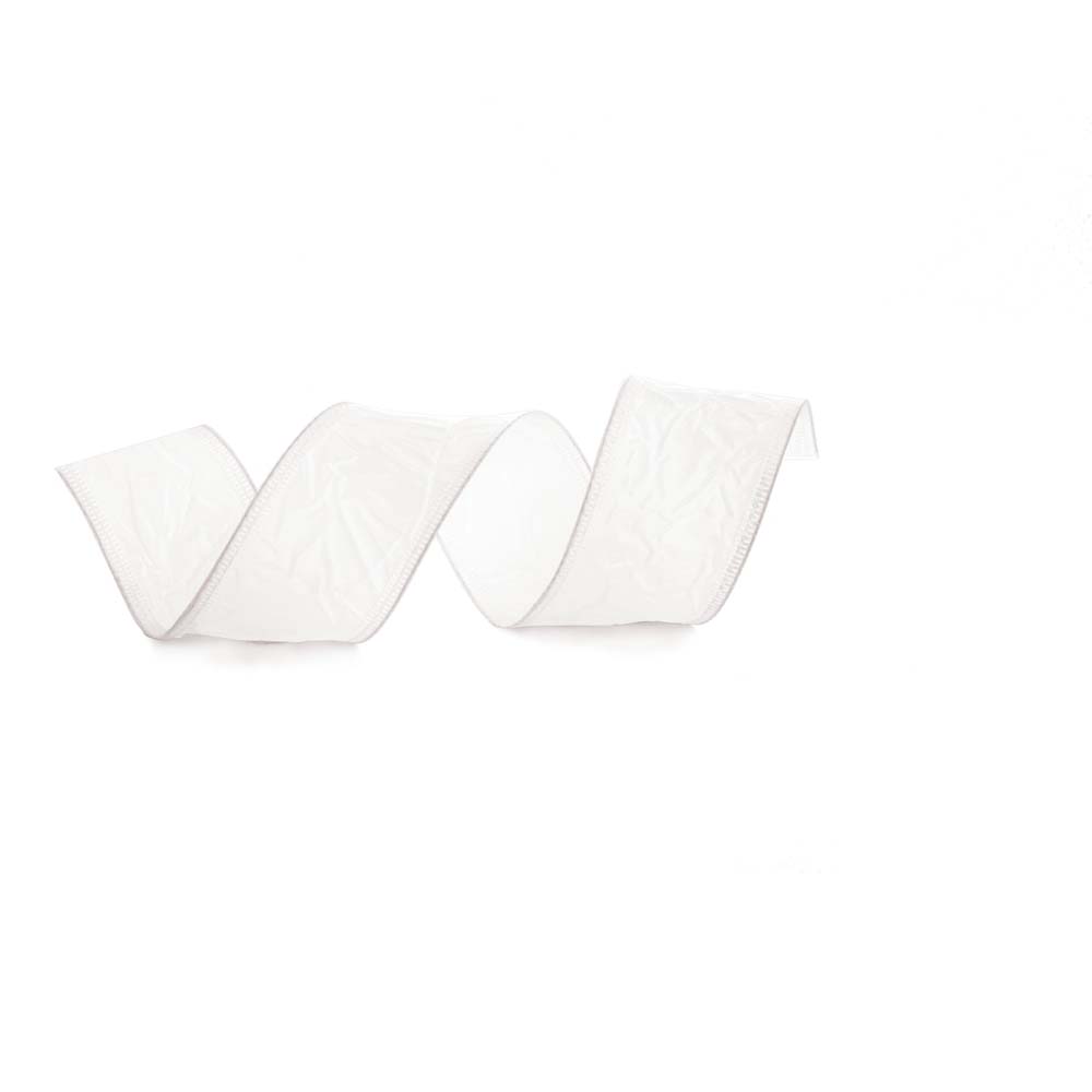 Fita Laço Aramada Decoração 27Mmx1M Crepada Cor Branco