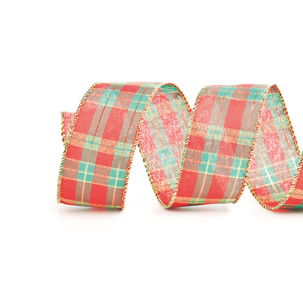 Fita Natal Xadrez Vermelho E Azul 6,3Cm 9 Metros 1 Unidade