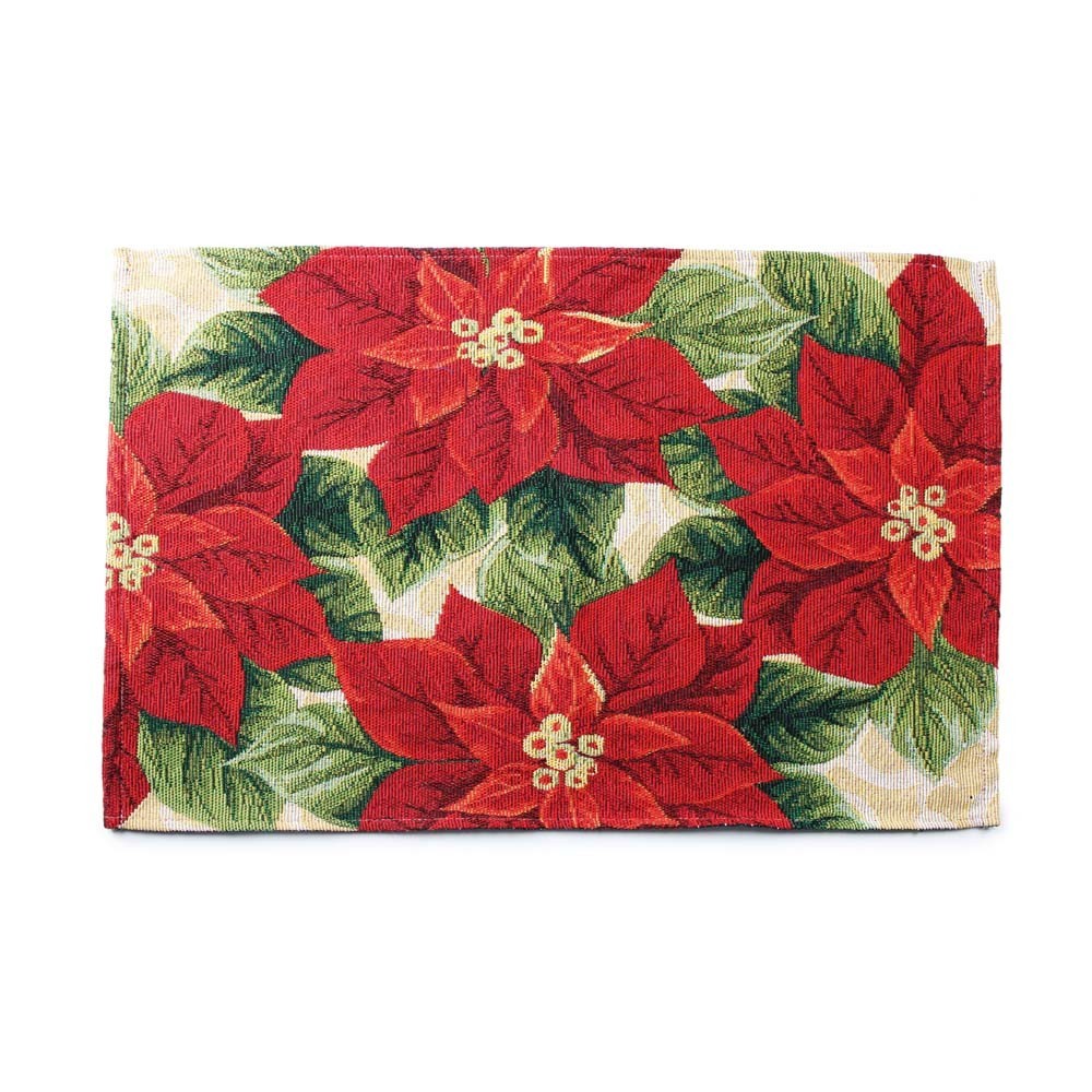 Jogo Americano Flor Poinsettia Mesa Natal Vermelha